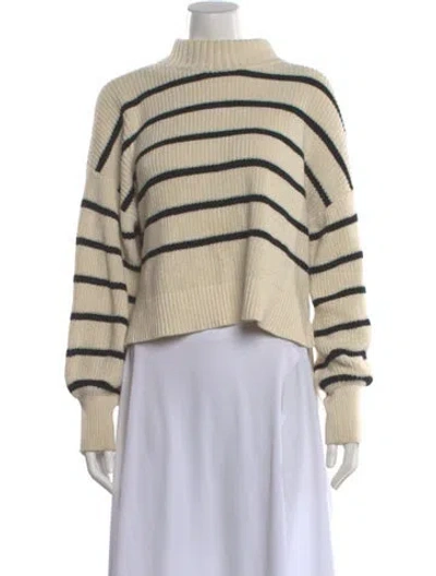 Pre-owned Apiece Apart Striped Mock Neck Sweater In Neutral