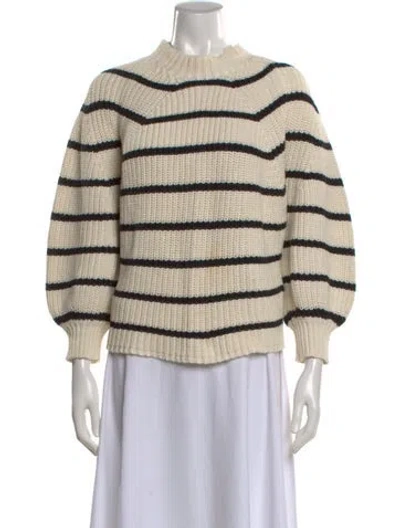 Pre-owned Apiece Apart Striped Mock Neck Sweater In Neutral