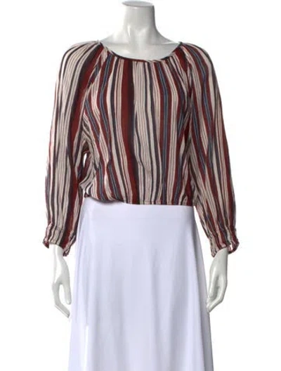 Pre-owned Apiece Apart Striped Scoop Neck Blouse In Black
