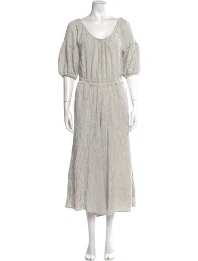 Pre-owned Apiece Apart Striped Scoop Neck Jumpsuit In Neutral