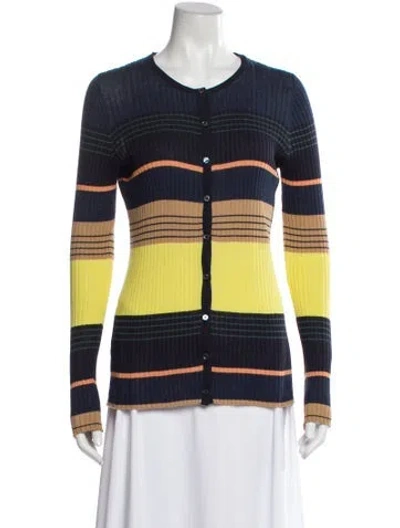 Pre-owned Apiece Apart Striped Scoop Neck Sweater In Blue