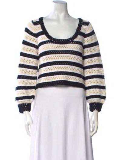Pre-owned Apiece Apart Striped Scoop Neck Sweater In Blue