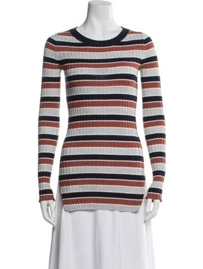 Pre-owned Apiece Apart Striped Scoop Neck Sweater In Brown