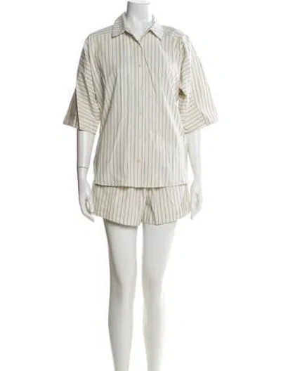 Pre-owned Apiece Apart Striped Short Set In Neutral