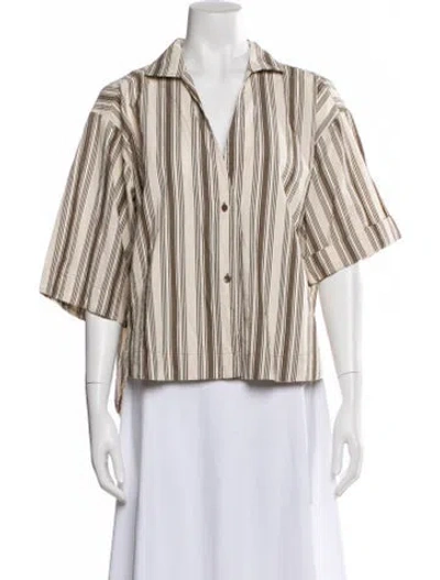 Pre-owned Apiece Apart Striped Short Sleeve Blouse W/ Tags In Neutral