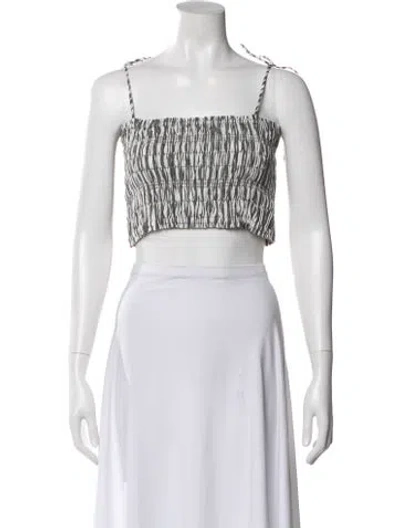 Pre-owned Apiece Apart Striped Square Neckline Crop Top W/ Tags In White