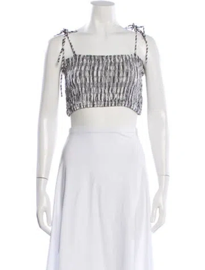 Pre-owned Apiece Apart Striped Square Neckline Crop Top In White