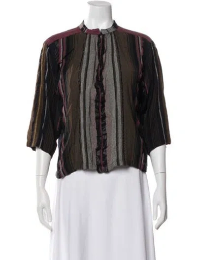 Pre-owned Apiece Apart Striped Three-quarter Sleeve Blouse