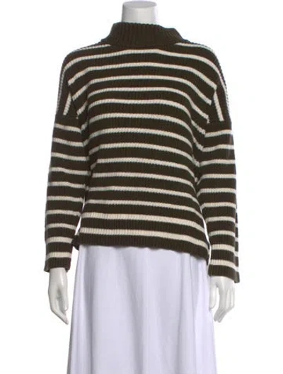 Pre-owned Apiece Apart Striped Turtleneck Sweater In Green