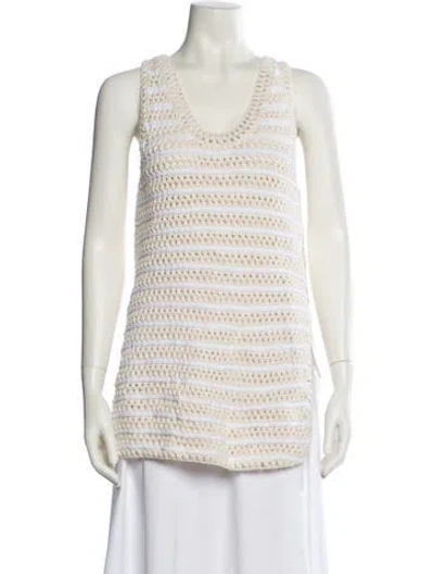 Pre-owned Apiece Apart Striped V-neck Sweater In Neutral