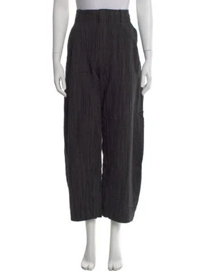 Pre-owned Apiece Apart Striped Wide Leg Pants In Black