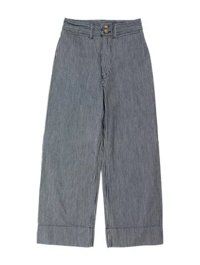 Pre-owned Apiece Apart Striped Wide Leg Pants In Blue