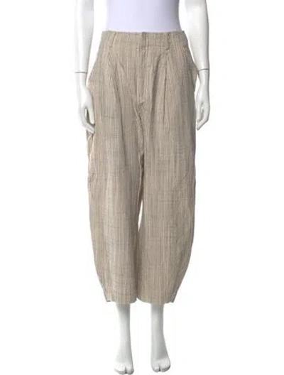 Pre-owned Apiece Apart Striped Wide Leg Pants In Neutral