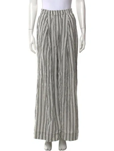 Pre-owned Apiece Apart Striped Wide Leg Pants In White