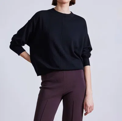 Apiece Apart Superfine Merino Chill Crew Neck Top In Black