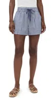 Apiece Apart Surf Shorts Skinny Stripes Indigo/cream In Blue