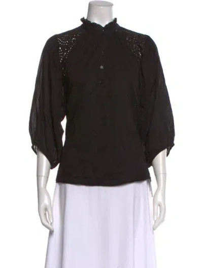 Pre-owned Apiece Apart Three-quarter Sleeve Blouse In Black