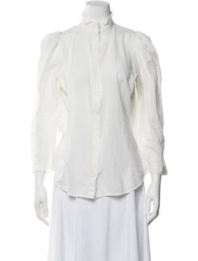 Pre-owned Apiece Apart Three-quarter Sleeve Blouse In White
