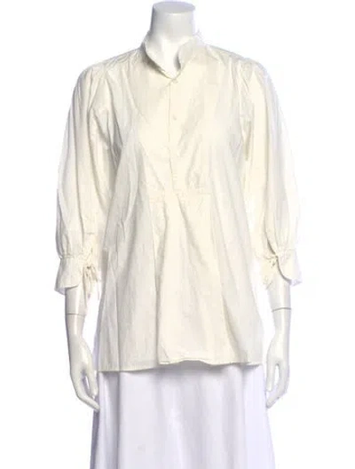 Pre-owned Apiece Apart Three-quarter Sleeve Blouse In White