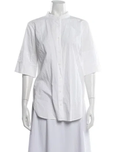 Pre-owned Apiece Apart Three-quarter Sleeve Button-up Top In White