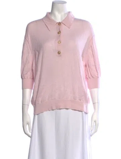 Pre-owned Apiece Apart Three-quarter Sleeve Polo In Pink