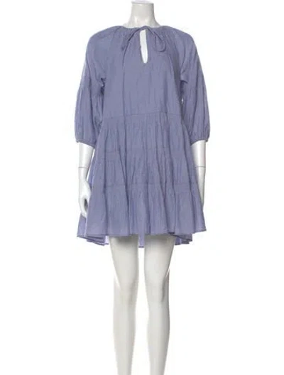 Pre-owned Apiece Apart Tie Neck Mini Dress In Purple