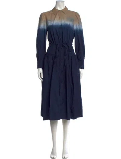 Pre-owned Apiece Apart Tie-dye Print Long Dress In Blue