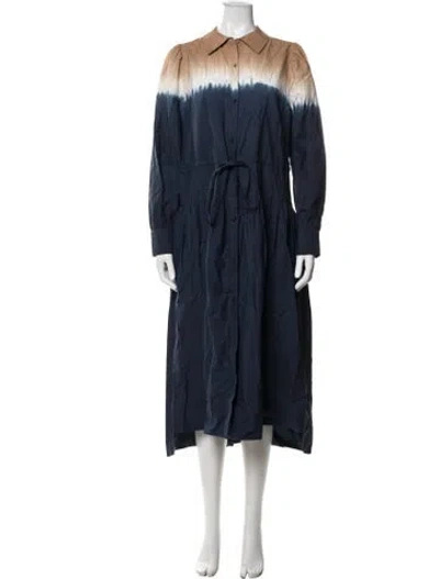 Pre-owned Apiece Apart Tie-dye Print Long Dress In Blue