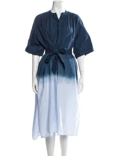 Pre-owned Apiece Apart Tie-dye Print Midi Length Dress In Blue