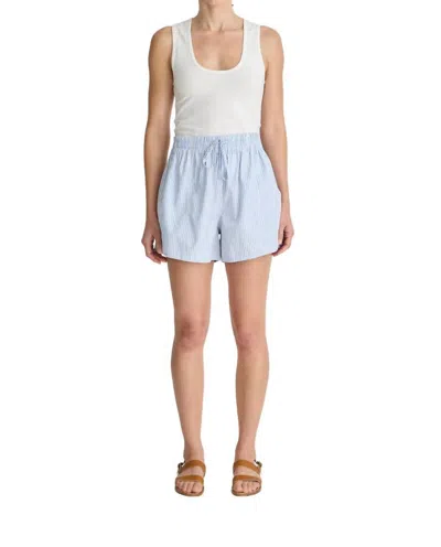 Apiece Apart Trail Short In Blue And White Stripe In Multi