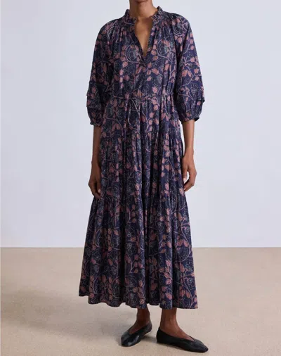 Apiece Apart Trinidad Maxi Dress In Camille Floral Navy In Multi