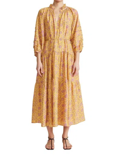 Apiece Apart Trinidad Maxi Dress In Sunfaded Floral Yellow In Marigold