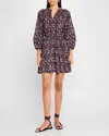 Apiece Apart Trinidad Mini Dress In Mira Floral Wine Tasting In Brown