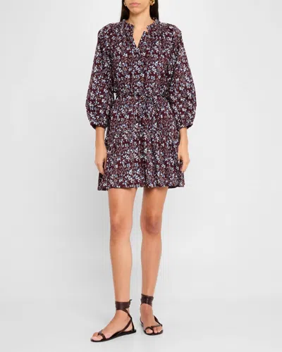 Apiece Apart Trinidad Mini Dress In Mira Floral Wine Tasting In Brown