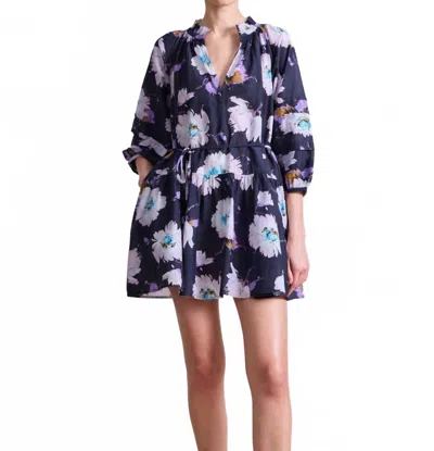 Apiece Apart Trinidad Mini Dress In Senna Floral Navy In Blue