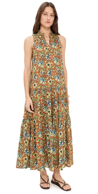 Apiece Apart Trinidad Tank Dress Batik Floral Bronze