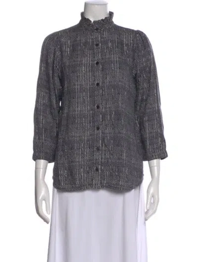 Pre-owned Apiece Apart Tweed Pattern Three-quarter Sleeve Blouse In Multi