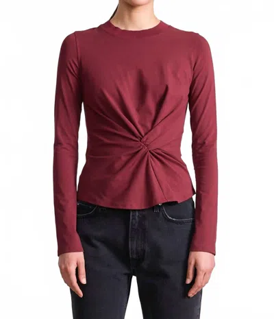 Apiece Apart Twist Long Sleeve Volta Top In Black Cherry In Burgundy
