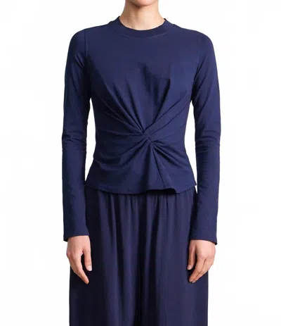 Apiece Apart Twist Long Sleeve Volta Top In Navy In Blue