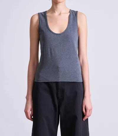 Apiece Apart Uri Low Cut Tank Top In Charcoal In Blue