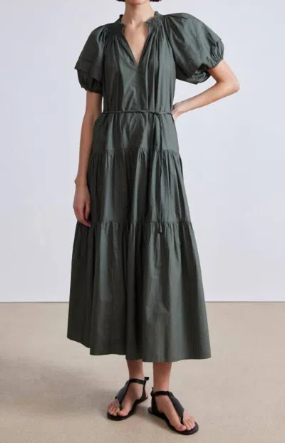 Apiece Apart Uva Romantic Maxi Dress In Thyme In Gray