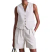 Apiece Apart V-neckline Cecilia Vest In Flax In Beige