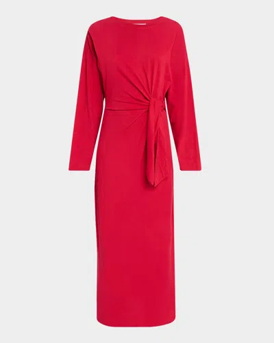 Apiece Apart Vanina Tie-waist Organic Cotton Midi Dress In Pink