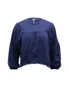 Apiece Apart Vida Gathered Blouse In Navy Blue Cotton In Blue