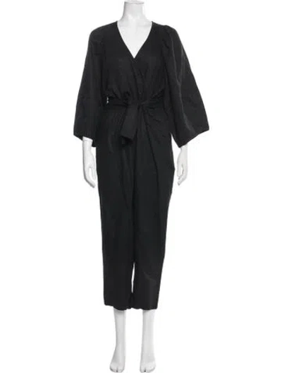Pre-owned Apiece Apart V-neck Jumpsuit In Black/blue