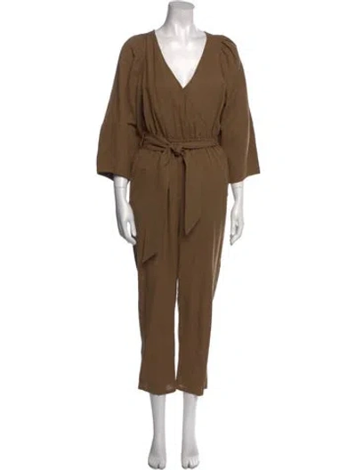 Pre-owned Apiece Apart V-neck Jumpsuit In Brown