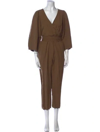 Pre-owned Apiece Apart V-neck Jumpsuit In Brown