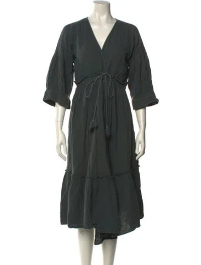 Pre-owned Apiece Apart V-neck Knee-length Dress In Green
