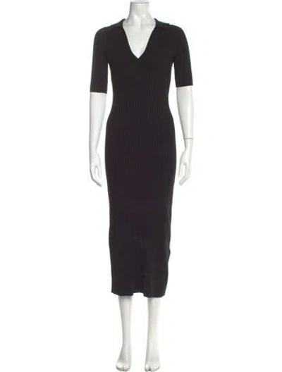 Pre-owned Apiece Apart V-neck Long Dress In Black