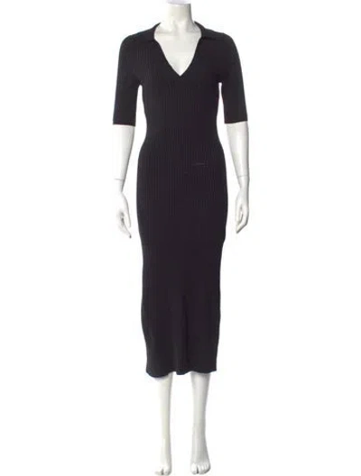 Pre-owned Apiece Apart V-neck Long Dress In Black
